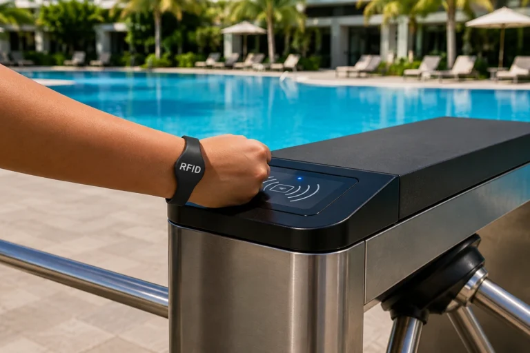 control-accesos-piscina-pulsera-rfid-torno