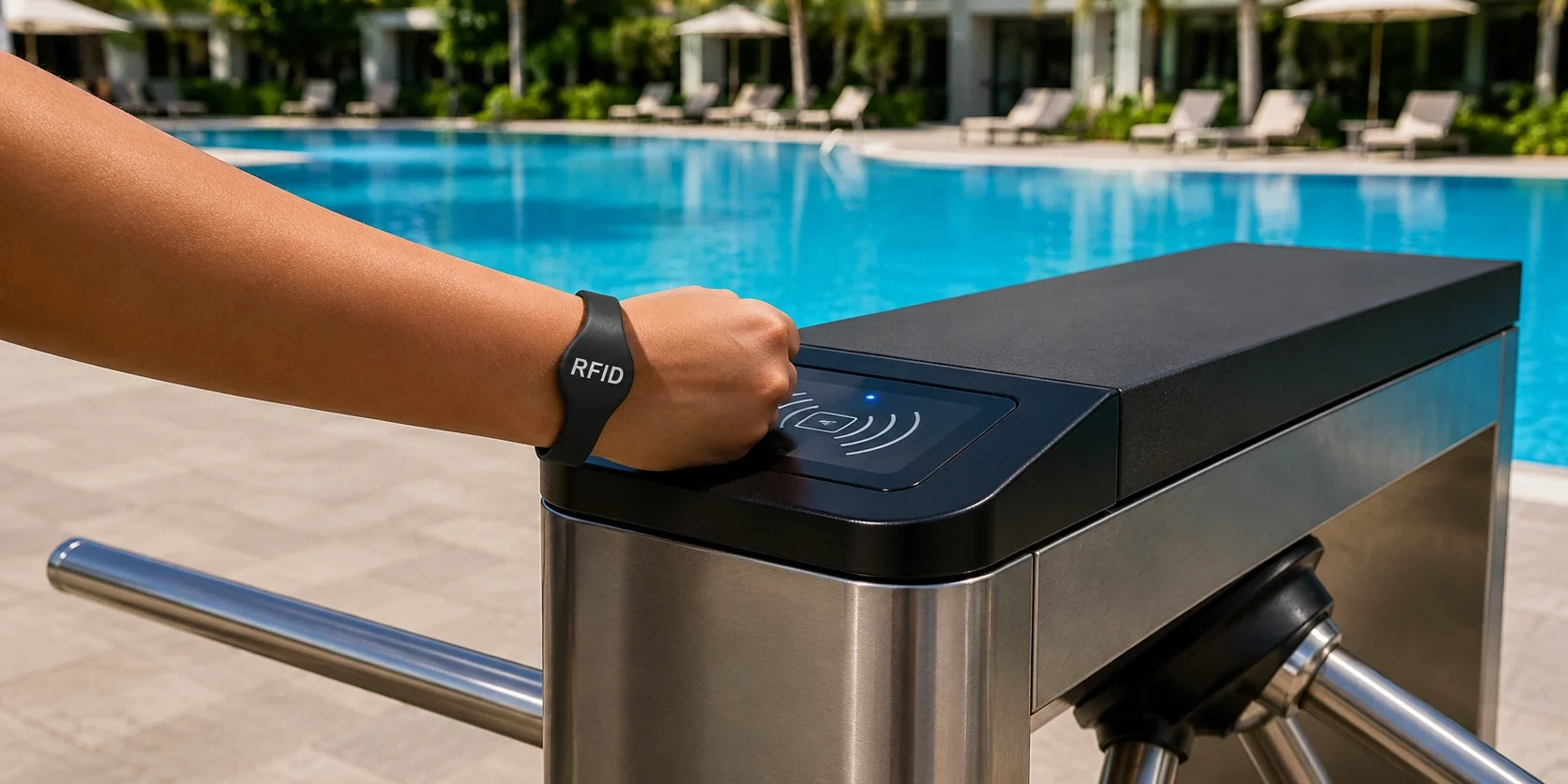 control-accesos-piscina-pulsera-rfid-torno