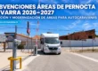Autocaravana accediendo a un área de pernocta en Navarra junto al anuncio de las subvenciones 2026-2027 para crear y modernizar estas instalaciones.